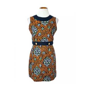 Tory Burch Melanie Dress size 6 navy and orange fl