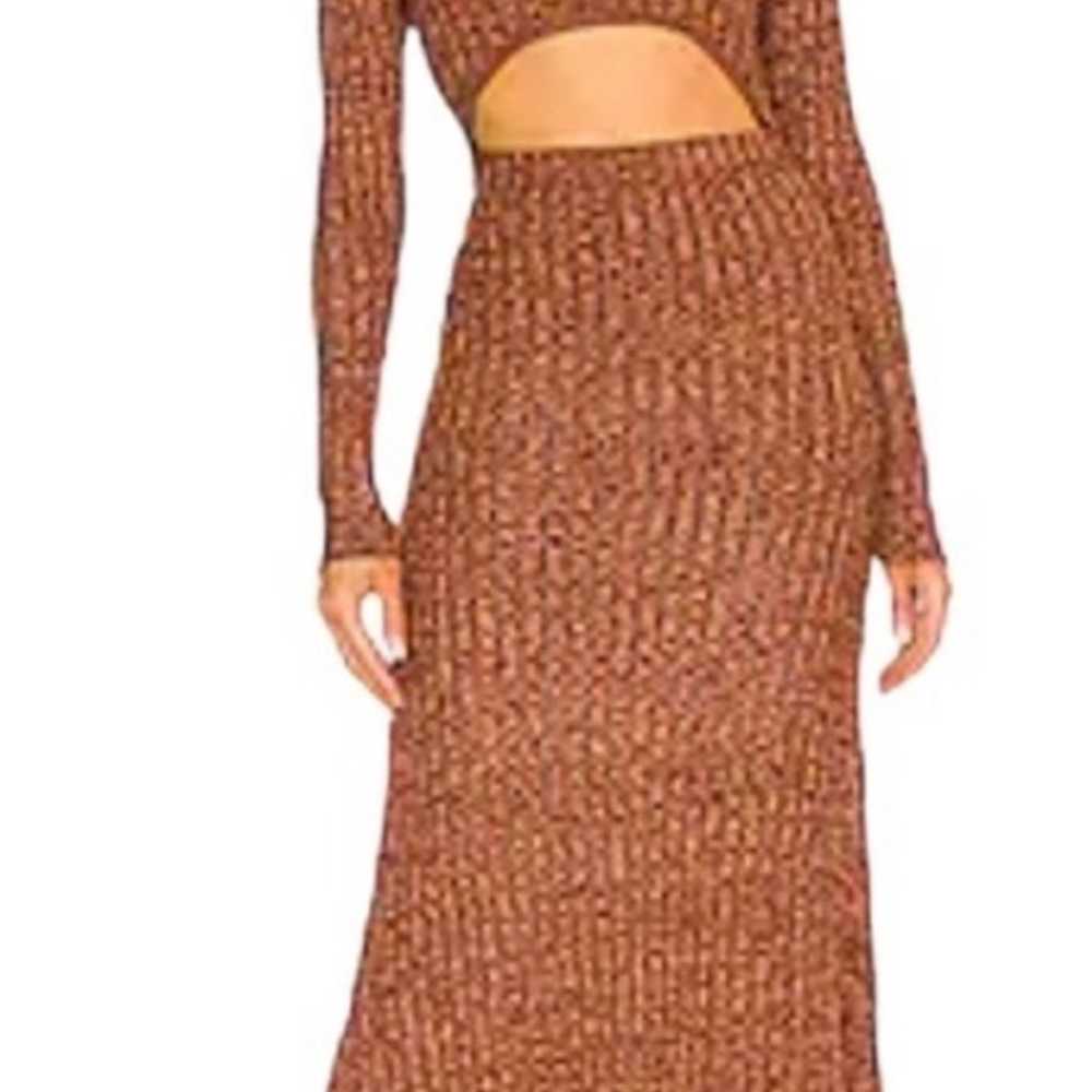 AFRM Skye Cutout Ribbed-Knit Midi Dress in MARLED… - image 3