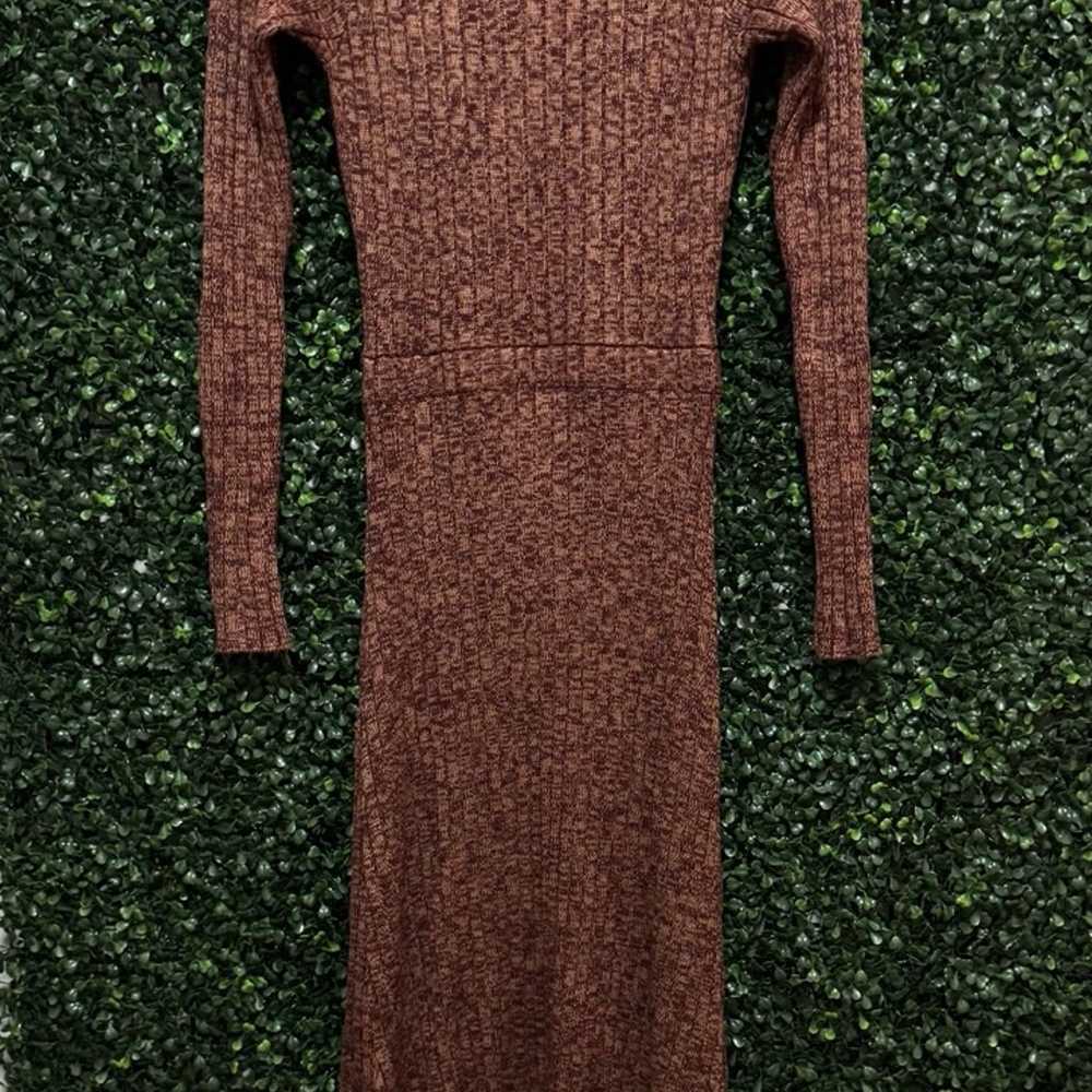 AFRM Skye Cutout Ribbed-Knit Midi Dress in MARLED… - image 5