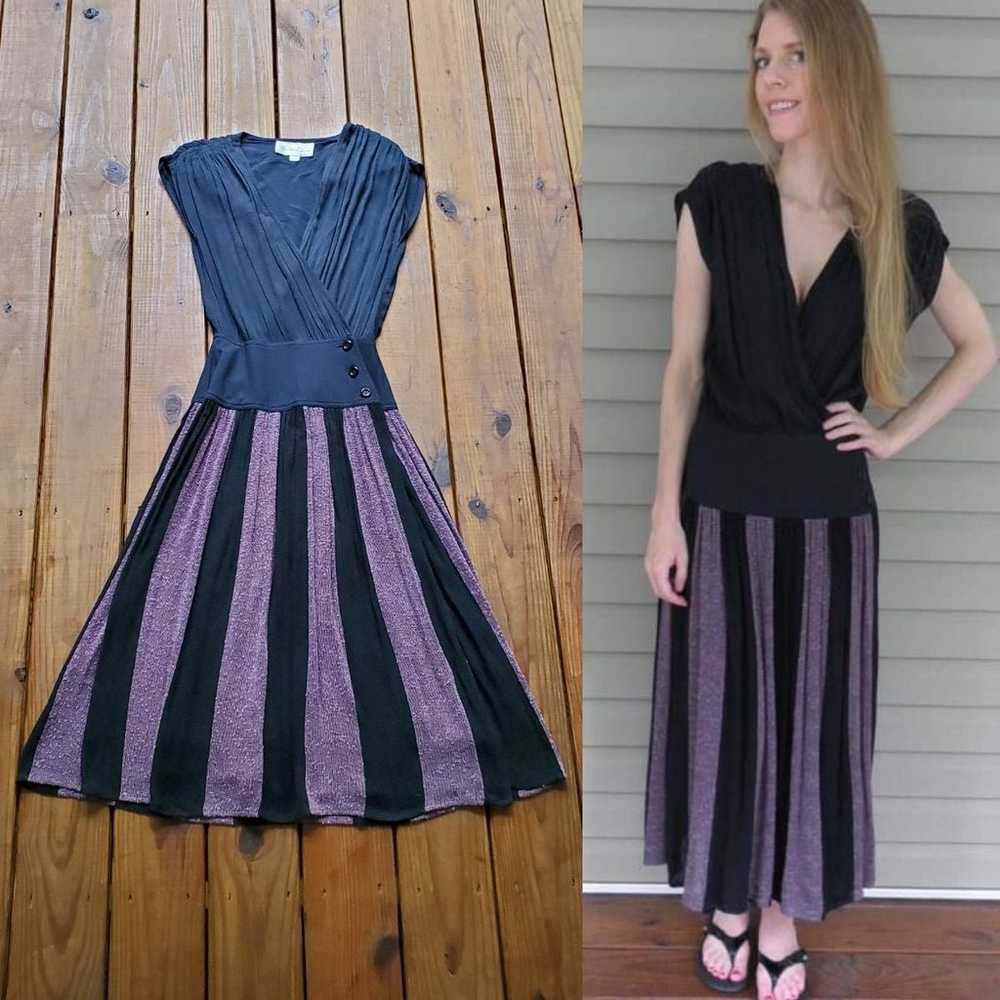 Vintage 80's S wrap stripe maxi dress - image 1