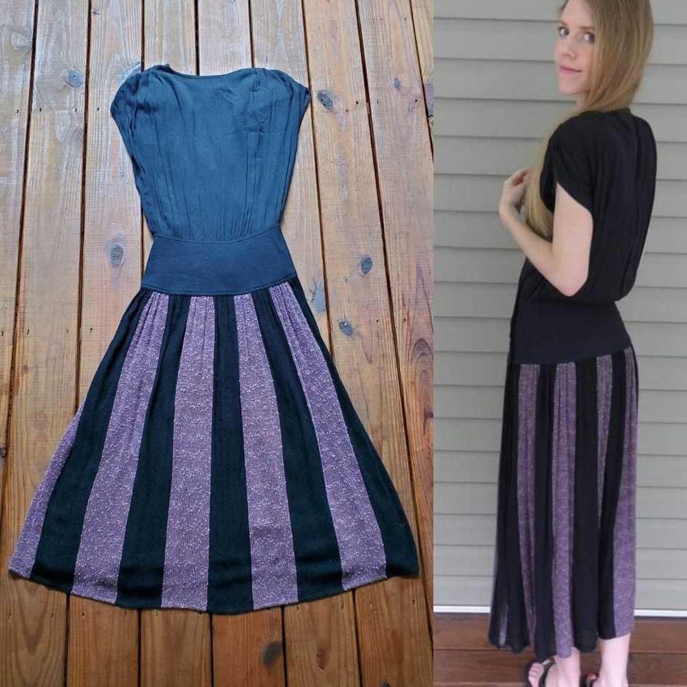 Vintage 80's S wrap stripe maxi dress - image 2