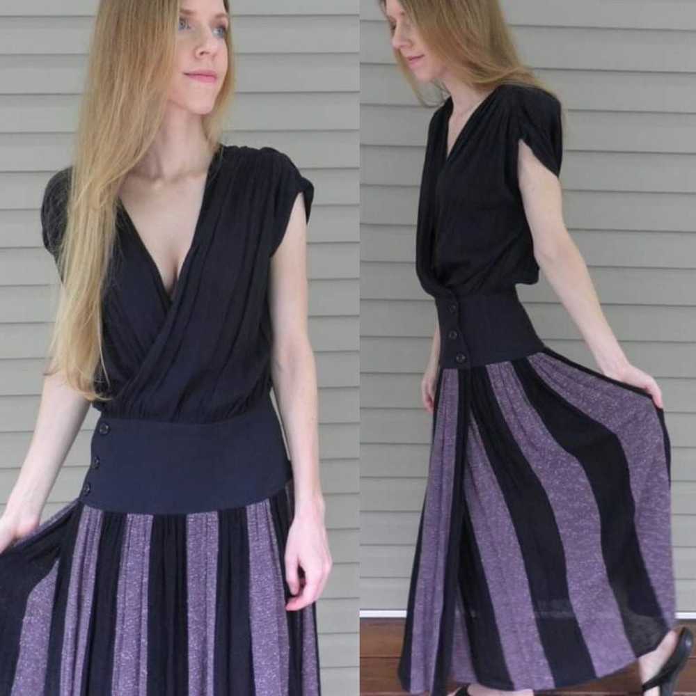 Vintage 80's S wrap stripe maxi dress - image 3