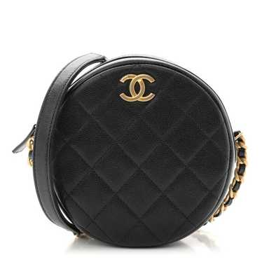 CHANEL Caviar Quilted Small Round Bag With Chain B