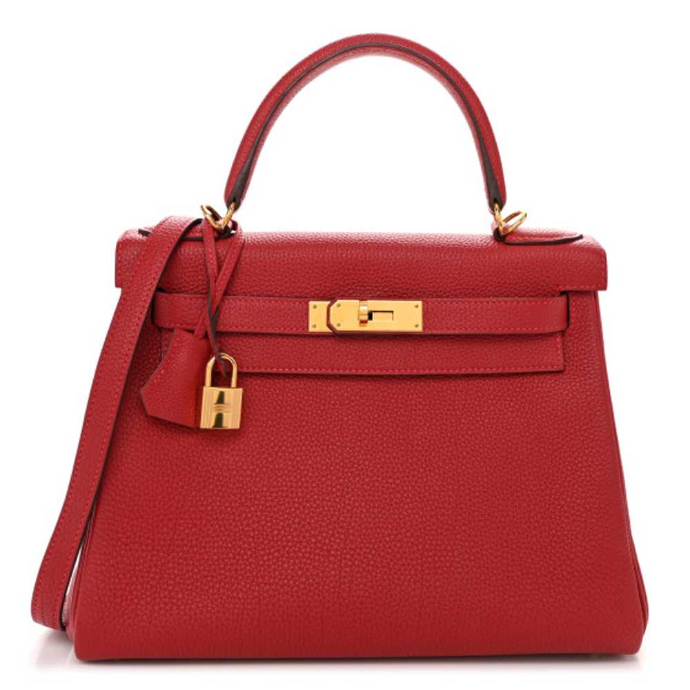 HERMES Togo Kelly Retourne 28 Rouge Grenat - image 1