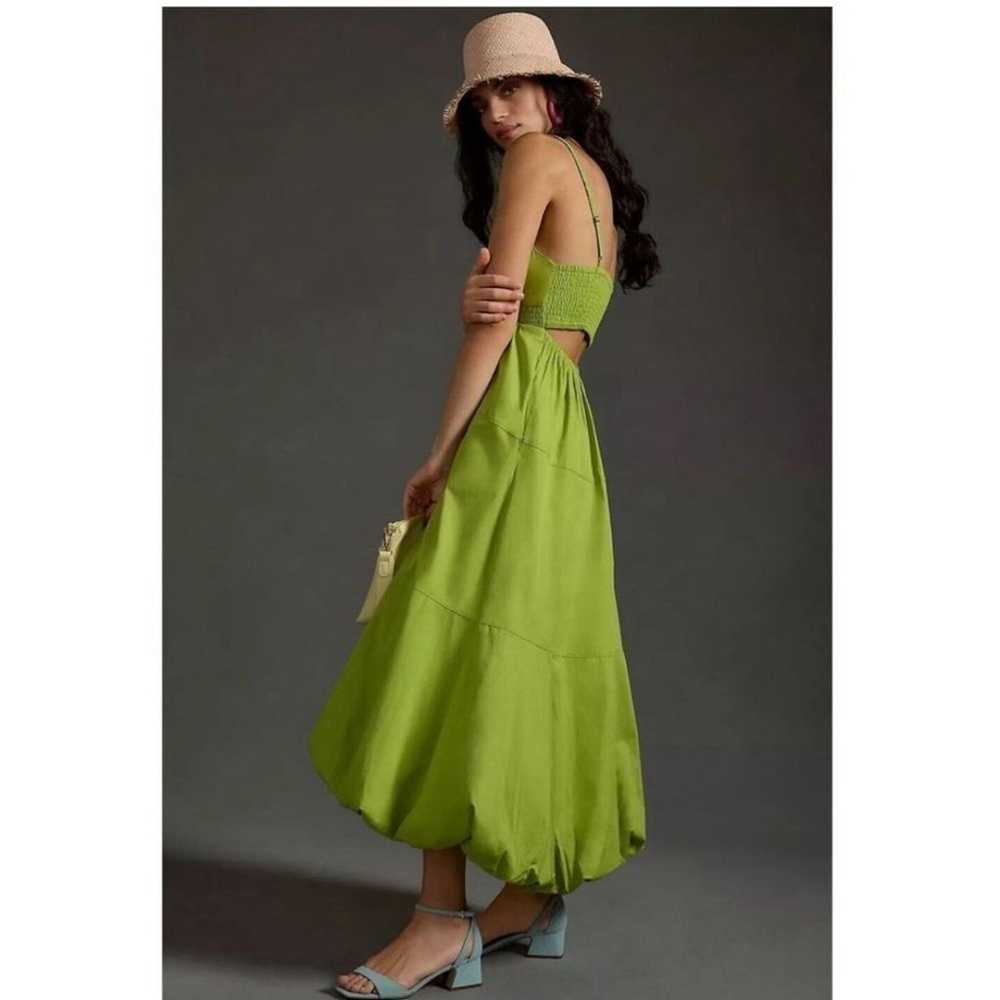 Anthropologie V-Neck Tiered Bubble-Hem green Dres… - image 4