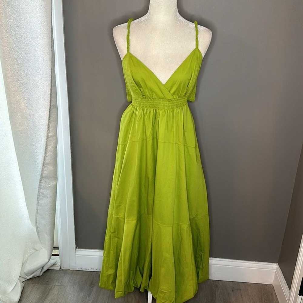 Anthropologie V-Neck Tiered Bubble-Hem green Dres… - image 6