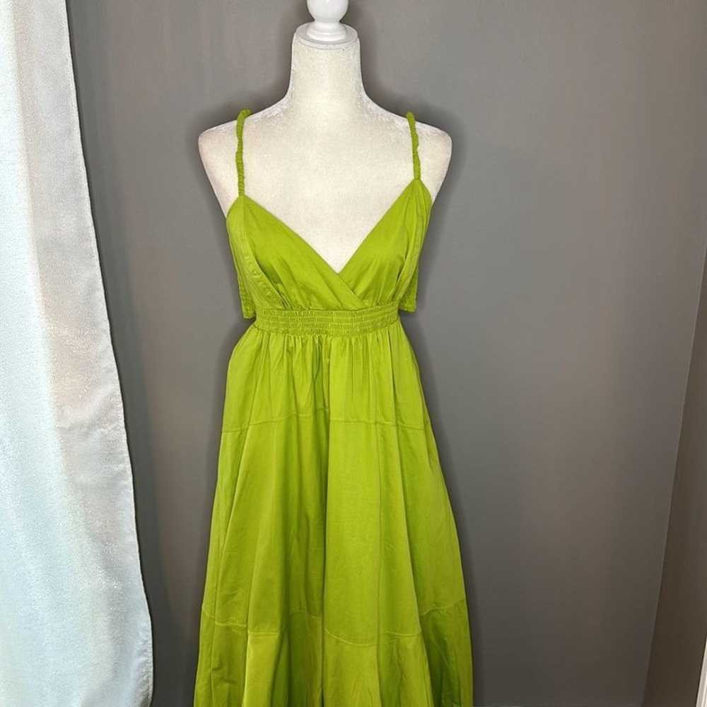 Anthropologie V-Neck Tiered Bubble-Hem green Dres… - image 8