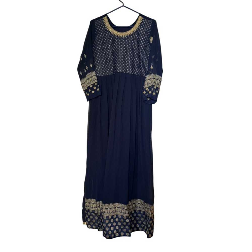 Elegant Navy Blue Anarkali Suit with Dupatta and … - image 3