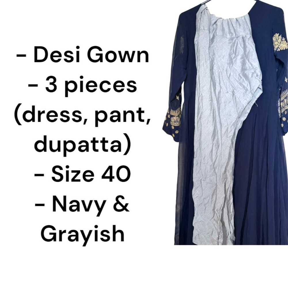 Elegant Navy Blue Anarkali Suit with Dupatta and … - image 5