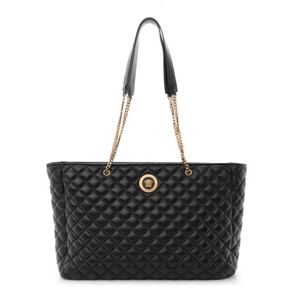 VERSACE Nappa Quilted La Medusa Chain Tote Black - image 1