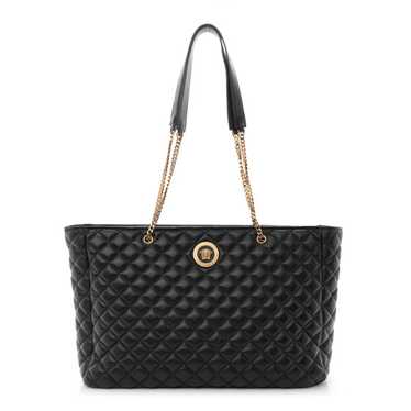 VERSACE Nappa Quilted La Medusa Chain Tote Black