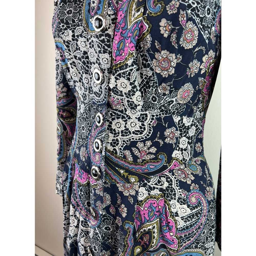 VINTAGE Success Dress Black Paisley Floral Print … - image 2