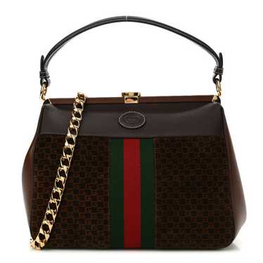 GUCCI Suede GG Monogram Mini Virgo Tote Brown