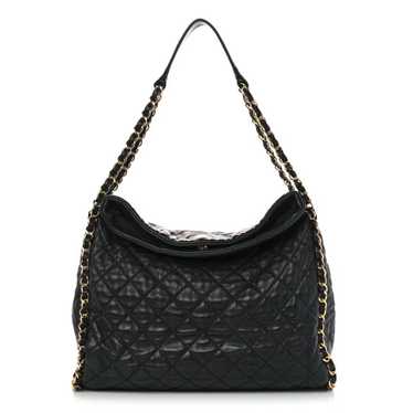 CHANEL Calfskin Quilted Large Chain Me Hobo Black - image 1