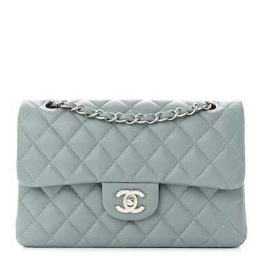 CHANEL Caviar Quilted Small Double Flap Light Blue