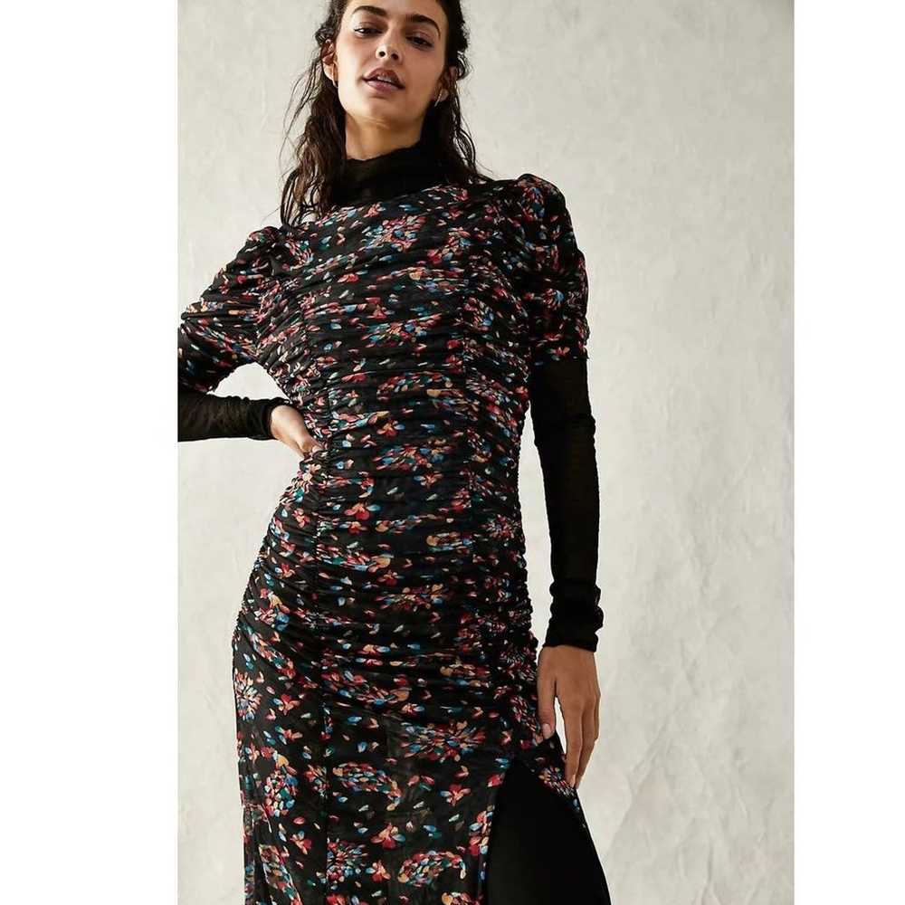 New Free People Briella Abstract Floral Midi Dres… - image 2