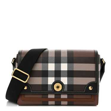 BURBERRY Calfskin Giant Check E-Canvas Note Crossb