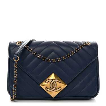 CHANEL Lambskin Chevron Quilted Small Pyramid CC F