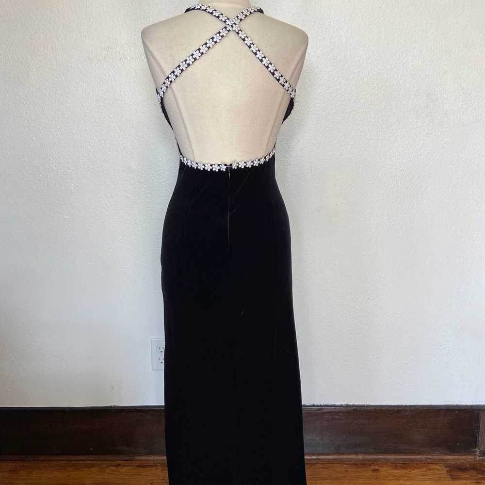 Vintage 90s Full Velvet Full Length Backless Flow… - image 3