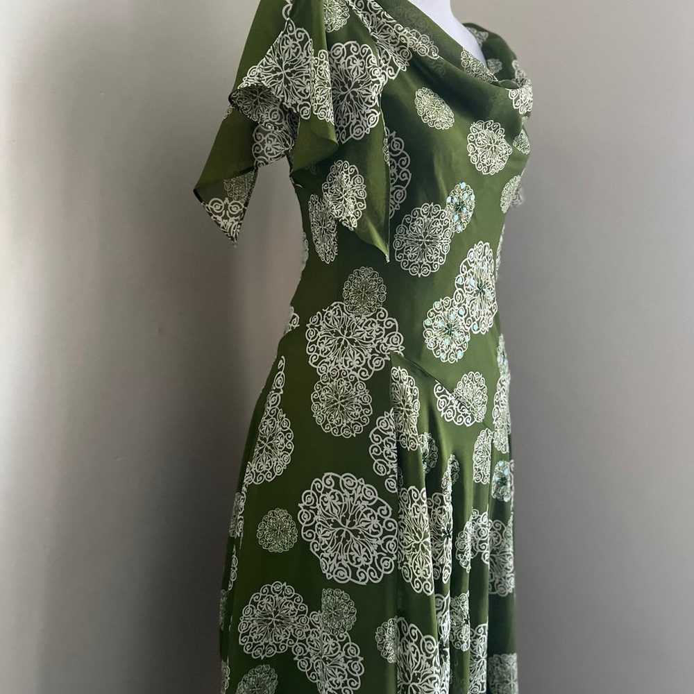 Vintage Robbie Bee Boho Green Floral dress size 6 - image 10