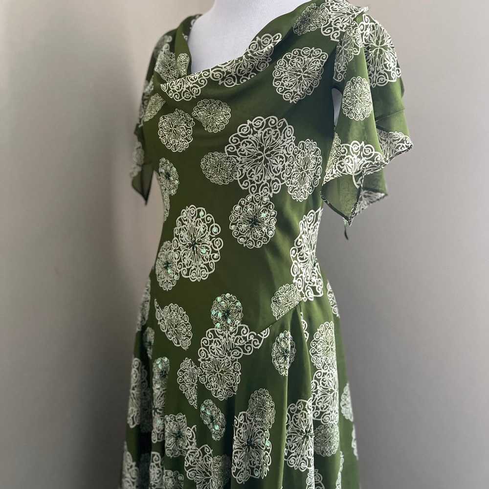 Vintage Robbie Bee Boho Green Floral dress size 6 - image 11