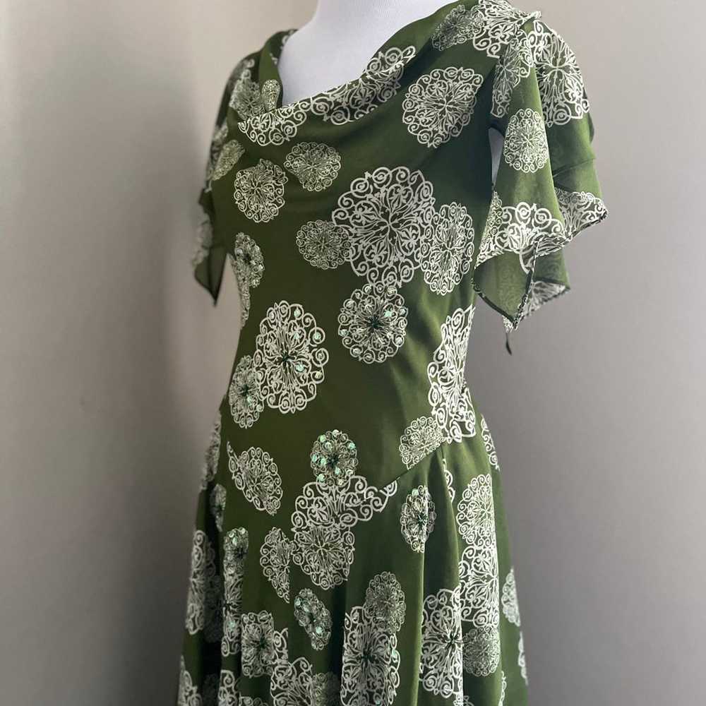 Vintage Robbie Bee Boho Green Floral dress size 6 - image 12