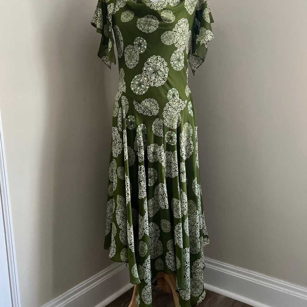 Vintage Robbie Bee Boho Green Floral dress size 6 - image 2