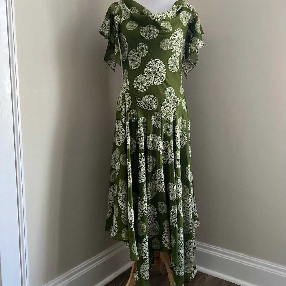 Vintage Robbie Bee Boho Green Floral dress size 6 - image 3