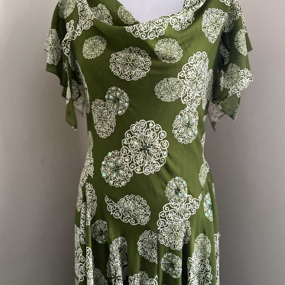 Vintage Robbie Bee Boho Green Floral dress size 6 - image 4