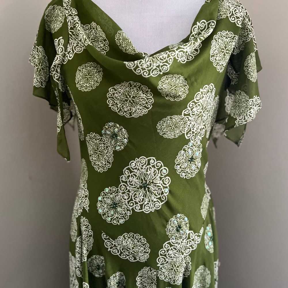 Vintage Robbie Bee Boho Green Floral dress size 6 - image 5