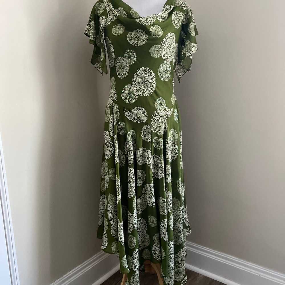 Vintage Robbie Bee Boho Green Floral dress size 6 - image 8