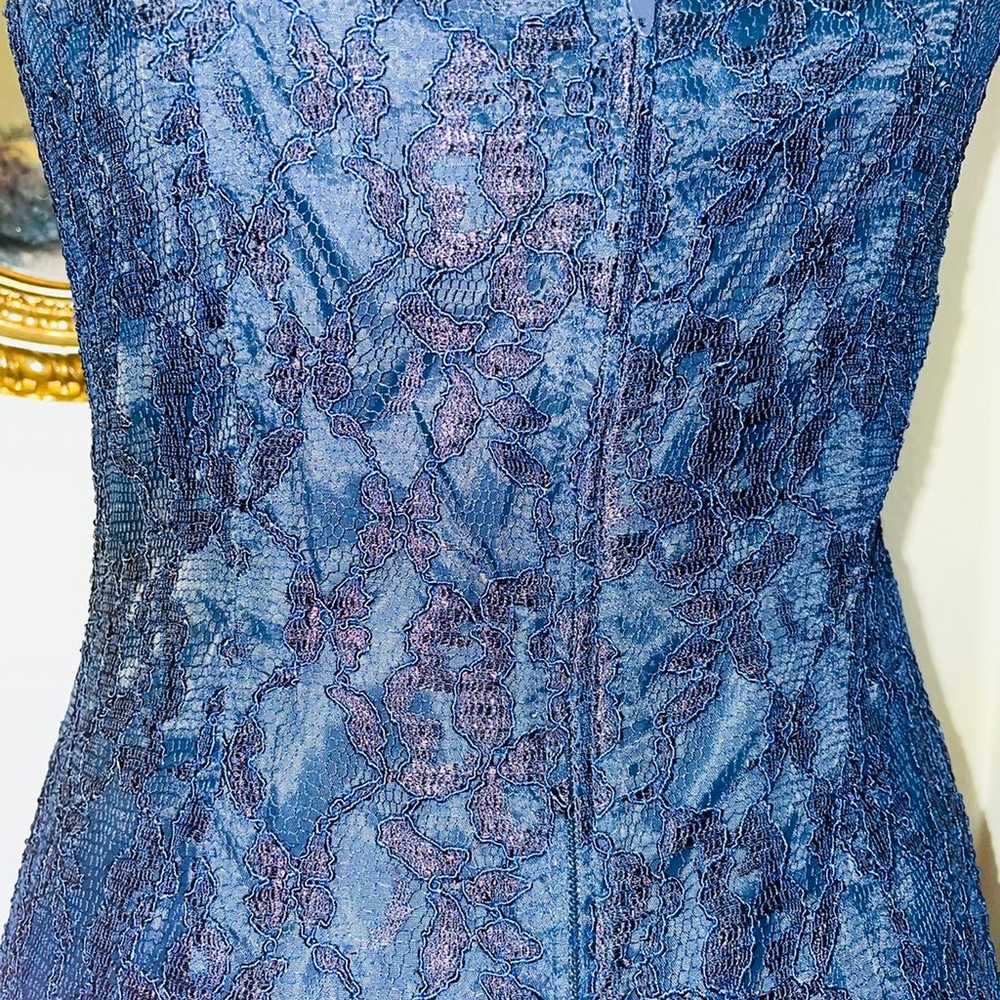 Vintage 90s Ann Taylor Navy Blue Lace Midi Dress - image 6