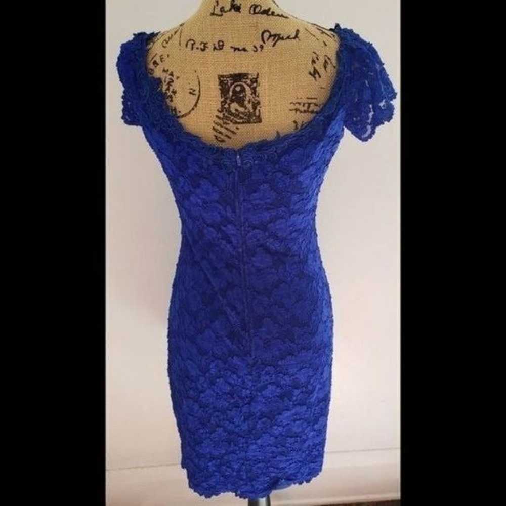 Vintage 1980s Blue Lace Party Dress Formal Prom H… - image 4