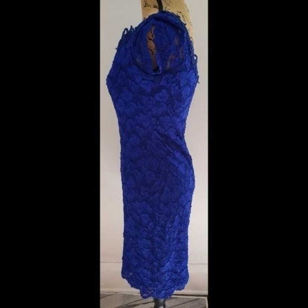 Vintage 1980s Blue Lace Party Dress Formal Prom H… - image 7