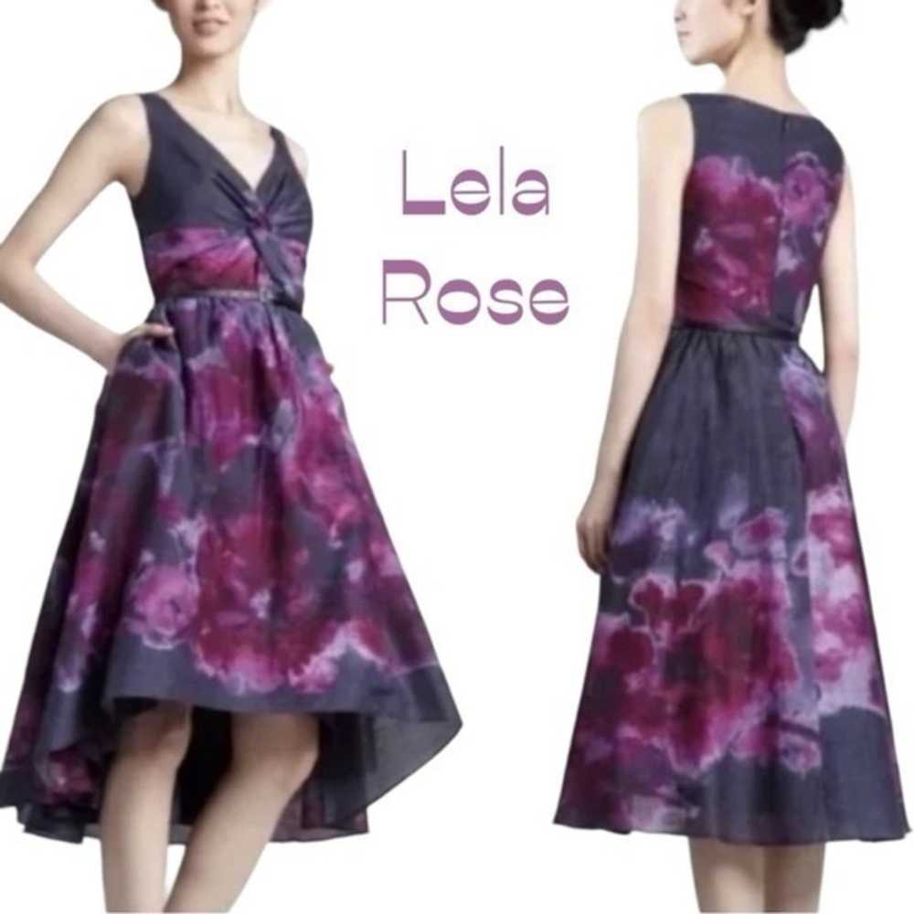 Lela Rose Cotton Silk Blend Watercolor Floral Pri… - image 1