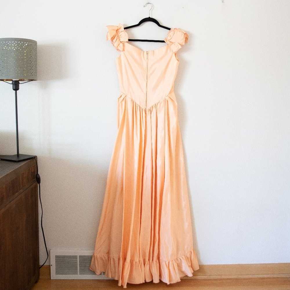 Vintage Priscilla of Boston Ruffle Shoulder Peach… - image 3