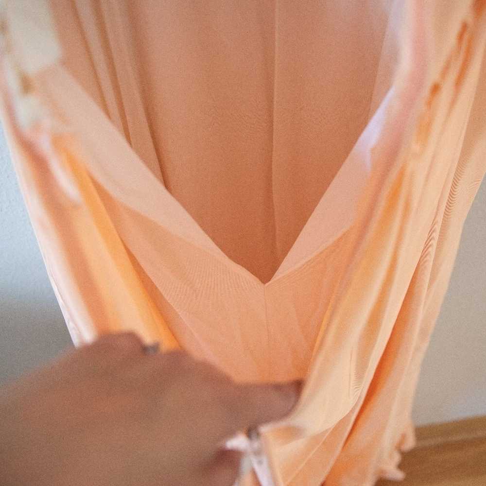 Vintage Priscilla of Boston Ruffle Shoulder Peach… - image 5