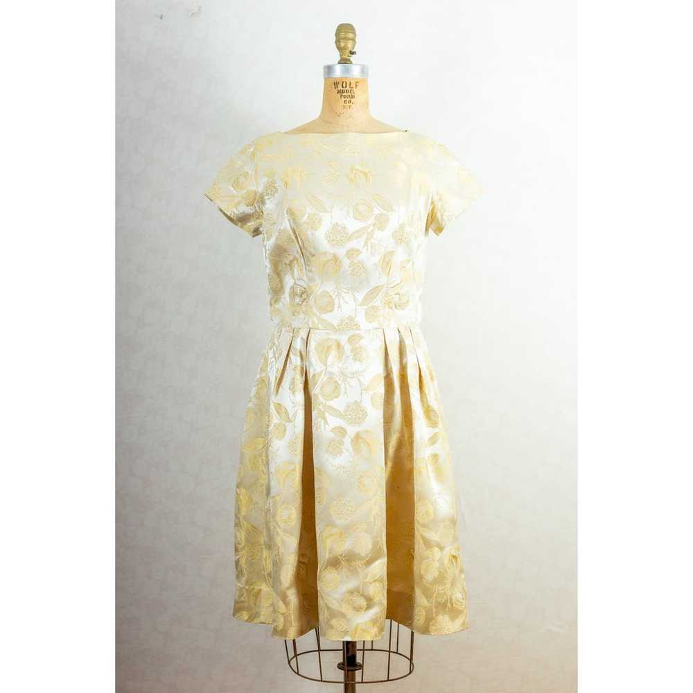 Vintage 60s Gold Champagne Silk Brocade Floral Co… - image 2