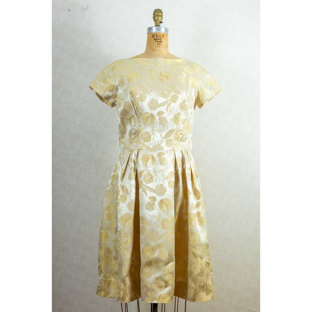 Vintage 60s Gold Champagne Silk Brocade Floral Co… - image 4