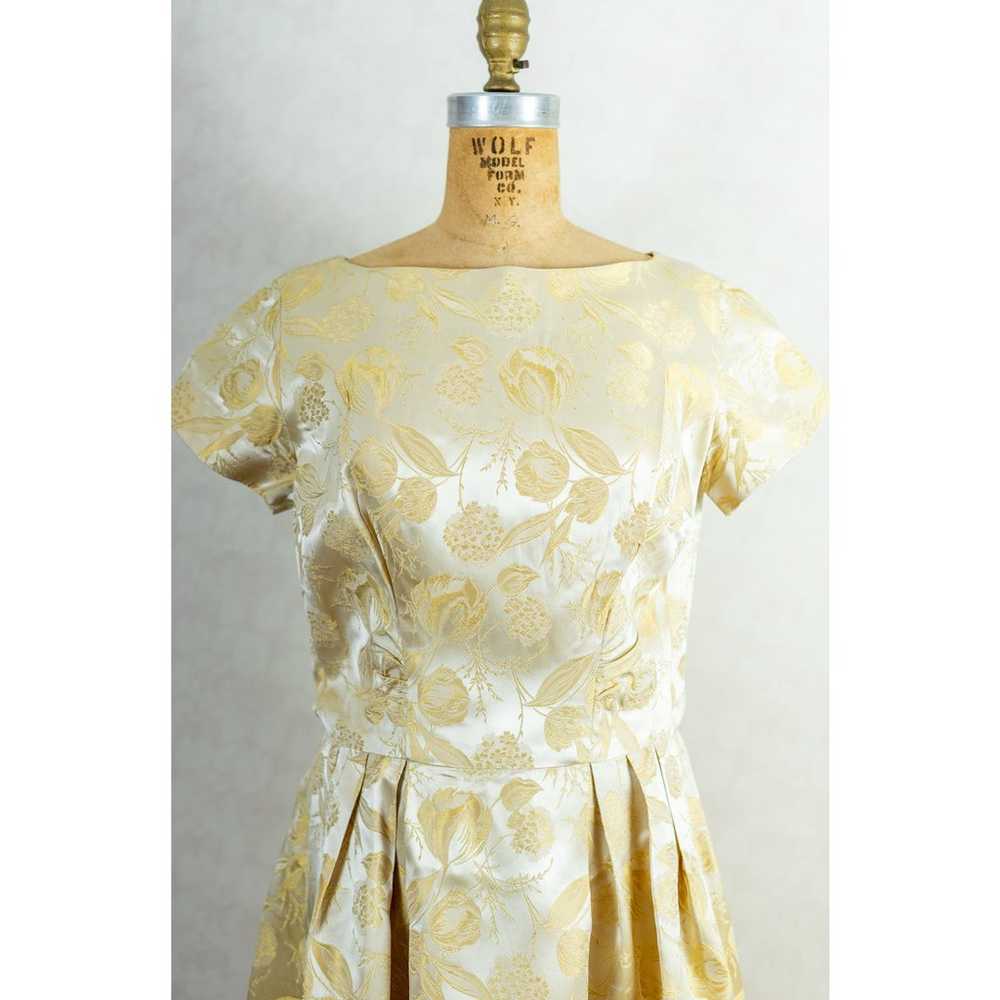 Vintage 60s Gold Champagne Silk Brocade Floral Co… - image 5