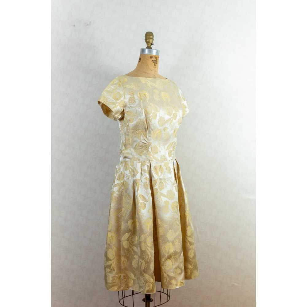 Vintage 60s Gold Champagne Silk Brocade Floral Co… - image 6