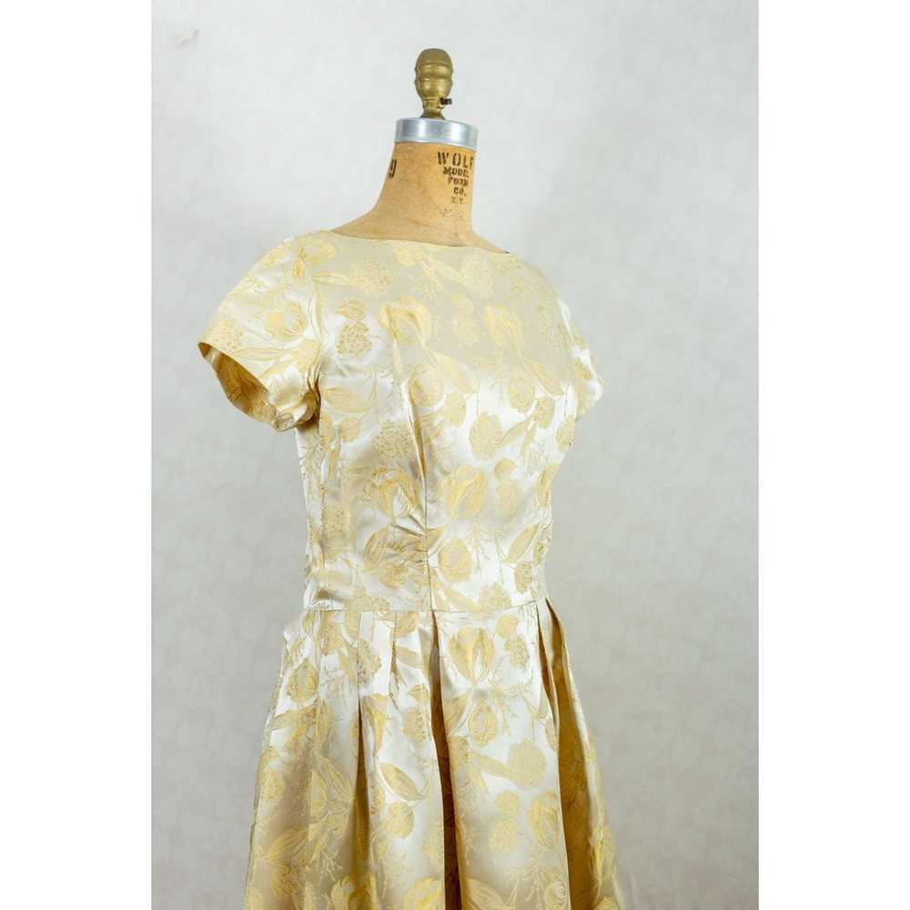 Vintage 60s Gold Champagne Silk Brocade Floral Co… - image 7