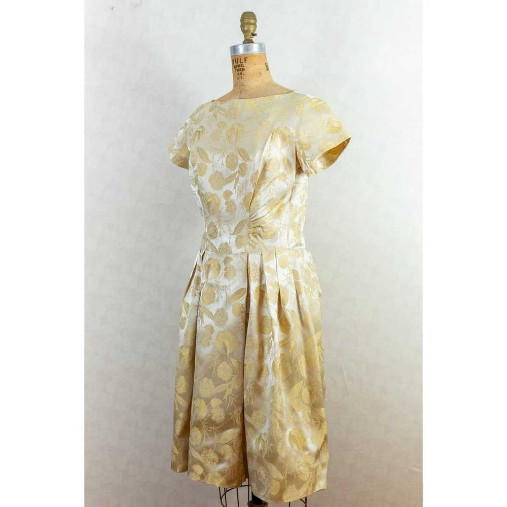 Vintage 60s Gold Champagne Silk Brocade Floral Co… - image 8