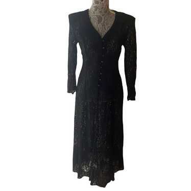 Vintage 80s-90s Lace Maxi Dress Black