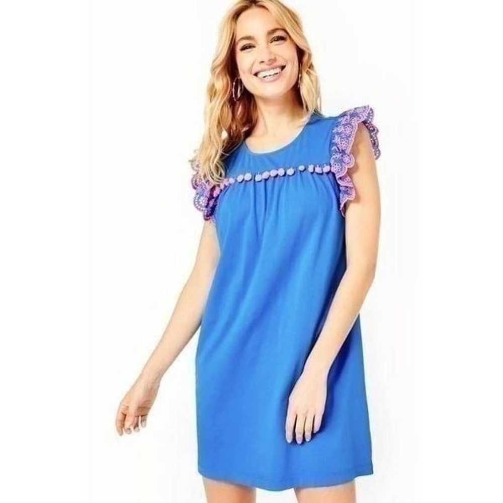 Lilly Pulitzer blue and pink Ave mini pompom dres… - image 10