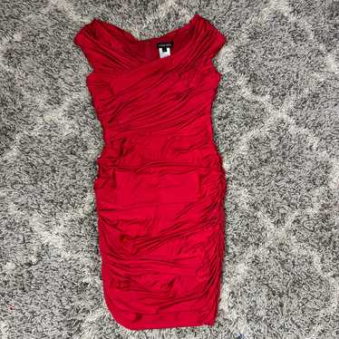 Tadashi Shoji Ruched Sheath Dress Red L Bodycon Sh