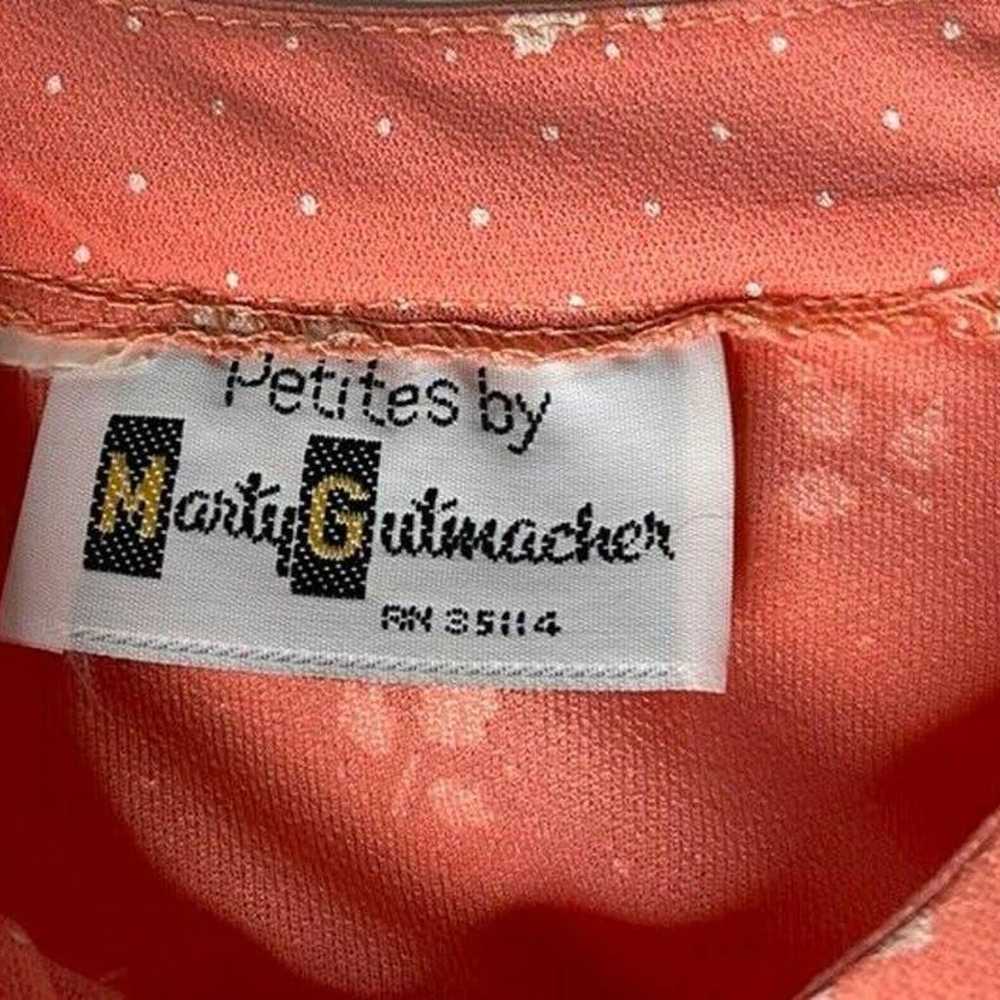 Vintage Marty Gutmacher Peach Polka Dot Floral Pl… - image 9