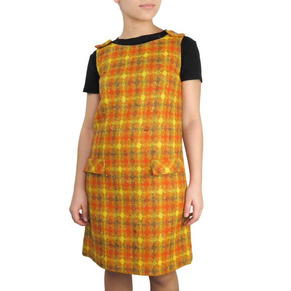 1970s Vintage Handmade Retro Plaid Orange Yellow … - image 2