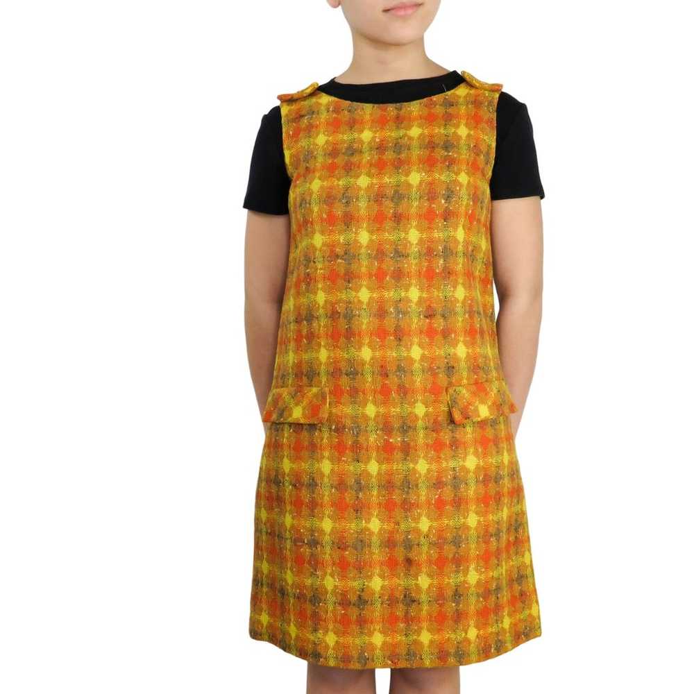 1970s Vintage Handmade Retro Plaid Orange Yellow … - image 3