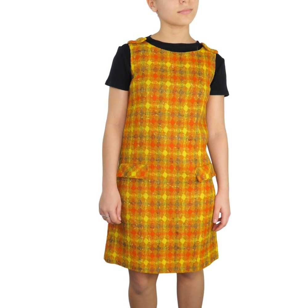 1970s Vintage Handmade Retro Plaid Orange Yellow … - image 4